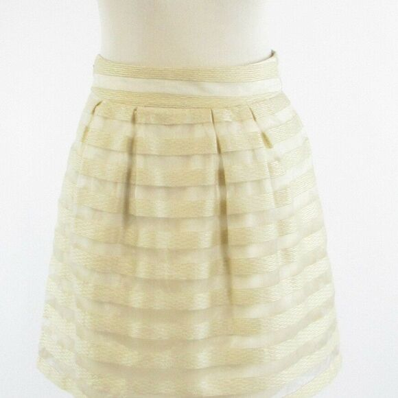 Cream ANN TAYLOR overlay A-line skirt 0 - Picture 8 of 8